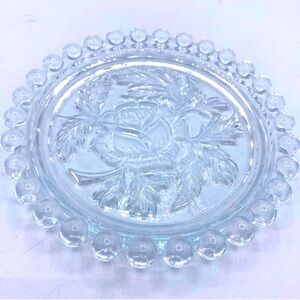 Vintage Democratic Republic Crystal Candle Wick With A Rose Pattern Trinket Dish